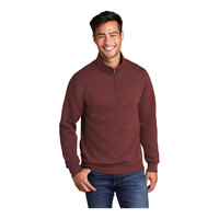 Port & Company PC78Q Unisex Customizable Maroon Core Fleece Quarter-Zip Pullover Sweatshirt - Cotton / Poly Blend - 3X