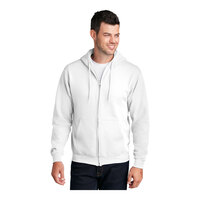 Port & Company PC78ZH Customizable White Core Fleece Full-Zip Hoodie Sweatshirt - Cotton / Poly Blend - 2X