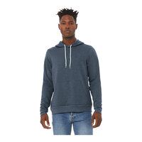Bella + Canvas BC3719 Unisex Customizable Heather Navy Sponge Fleece Pullover Hoodie Sweatshirt - Combed Ring-Spun Cotton / Poly Blend - Extra Large
