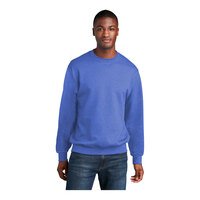 Port & Company PC78 Unisex Customizable Heather Royal Core Fleece Crewneck Sweatshirt - Cotton / Poly Blend - Large