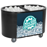 IRP Black Texas Tanker 3501549 Portable Insulated Ice Bin / Beverage Cooler / Merchandiser with Two Compartments 256 Qt.