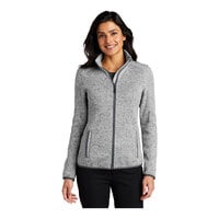 Port Authority L232 Women's Customizable Gray Heather Fleece Sweater Jacket - Small