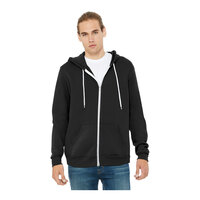 Bella + Canvas BC3739 Unisex Customizable Black Sponge Fleece Full-Zip Hoodie Sweatshirt - Combed Ring-Spun Cotton / Poly Blend - Extra Large