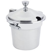 Bon Chef 5211CHRSS 10 5/8" x 8 1/4" Stainless Steel 7 Qt. Plain Design Soup Inset with Chrome Accents and Round Stainless Steel Handles