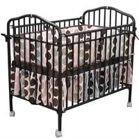 L.A. Baby CS-81 24" x 38" Black Metal Folding Crib with 2" Flame Retardant Mattress