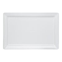 Libbey Slate Select 12" x 8" Ultra Bright White Embossed Wide Rim Rectangular Porcelain Plate - Sample