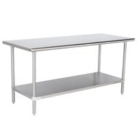 Advance Tabco MS-306 30" x 72" 16 Gauge Stainless Steel Commercial Work Table with Stainless Steel Undershelf