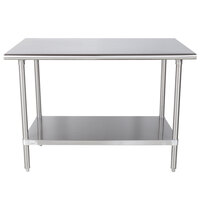 Advance Tabco MS-304 30 inch x 48 inch 16 Gauge Stainless Steel Commercial Work Table with Stainless Steel Undershelf