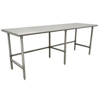 Advance Tabco TMS-368 36 inch x 96 inch 16 Gauge Open Base Stainless Steel Commercial Work Table with Stainless Steel Legs