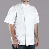 Chef Revival Silver Knife and Steel J005 Unisex White Customizable Short Sleeve Chef Jacket - S
