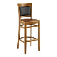 Lancaster Table & Seating Sofia Vintage Finish Wood Bar Stool with Vintage Wood Seat - Assembled