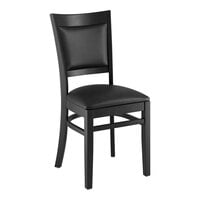Lancaster Table & Seating Sofia Black Finish Wood Chair with Black Vinyl Seat - Assembled
