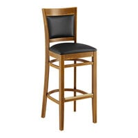 Lancaster Table & Seating Sofia Vintage Finish Wood Bar Stool with Black Vinyl Seat - Assembled