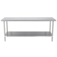 Advance Tabco MS-307 30" x 84" 16 Gauge Stainless Steel Commercial Work Table with Stainless Steel Undershelf