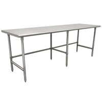 Advance Tabco TMG-368 36 inch x 96 inch 16 Gauge Open Base Stainless Steel Commercial Work Table with Galvanized Steel Legs