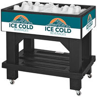 IRP Black Texas Icer Jr. 3501512 Insulated Ice Bin / Merchandiser with Shelf and Drain 36 inch x 24 inch 88 Qt.