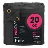 ProTarp 8' x 16' Gray Extreme Heavy-Duty 20 oz. Poly Canvas Tarp with Reinforced Edges PT-401-8X16