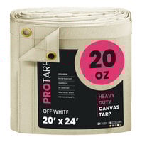 ProTarp 20' x 24' Off-White Extreme Heavy-Duty 20 oz. Poly Canvas Tarp with Reinforced Edges PT-404-20X24