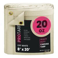 ProTarp 8' x 20' Off-White Extreme Heavy-Duty 20 oz. Poly Canvas Tarp with Reinforced Edges PT-404-8X20