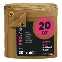 ProTarp 30' x 40' Tan Extreme Heavy-Duty 20 oz. Poly Canvas Tarp with Reinforced Edges PT-405-30X40