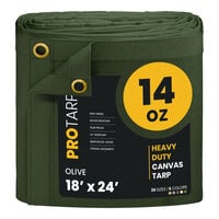 ProTarp 18' x 24' Olive Heavy-Duty 14 oz. Poly Canvas Tarp with Reinforced Edges PT-303-18X24