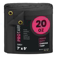 ProTarp 7' x 9' Gray Extreme Heavy-Duty 20 oz. Poly Canvas Tarp with Reinforced Edges PT-401-7X9