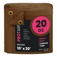 ProTarp 10' x 20' Brown Extreme Heavy-Duty 20 oz. Poly Canvas Tarp with Reinforced Edges PT-402-10X20