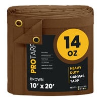 ProTarp 10' x 20' Brown Heavy-Duty 14 oz. Poly Canvas Tarp with Reinforced Edges PT-302-10X20