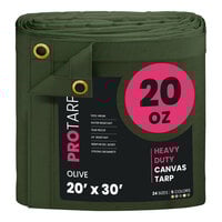 ProTarp 20' x 30' Olive Extreme Heavy-Duty 20 oz. Poly Canvas Tarp with Reinforced Edges PT-403-20X30