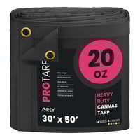 ProTarp 30' x 50' Gray Extreme Heavy-Duty 20 oz. Poly Canvas Tarp with Reinforced Edges PT-401-30X50