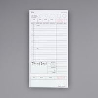 Choice 2 Part Segmented Green and White Carbonless Guest Check with Beverage Lines and Bottom Guest Receipt - 50/Case