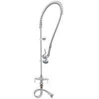 T&S B-0113-BT Easy Install Deck Mounted 45" High Pre-Rinse Faucet with BSPT Female Flex Inlets, 44" Hose, and Wall Bracket
