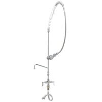 T&S B-0113-12-CR-B EasyInstall Deck Mounted 49 1/2" Pre-Rinse Faucet with Flex Inlets, 44" Hose, 12" Add-On Faucet, and 6" Wall Bracket