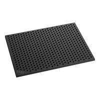 Lavex 2 7/16' x 3 1/4' Heavy-Duty Black Rubber Straight Edge Anti-Fatigue Diamond Floor Mat - 7/8" Thick