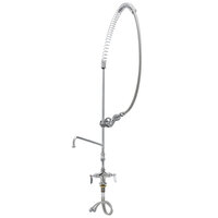 T&S B-0113-ADF10 EasyInstall Deck Mounted 49 1/2" High Pre-Rinse Faucet with Flex Inlets, 44" Hose, and 10" Add-On Faucet