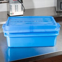 Vollrath 1551-C04 Traex® Color-Mate Blue 20 inch x 15 inch x 5 inch Food Storage Drain Box Set with Snap-On Lid