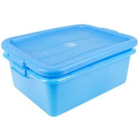 Vollrath 1505-C04 Traex® Color-Mate Blue 20 inch x 15 inch x 7 inch Food Storage Drain Box Set with Recessed Lid