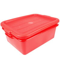 Vollrath 1505-C02 Traex® Color-Mate Red 20 inch x 15 inch x 7 inch Food Storage Drain Box Set with Recessed Lid