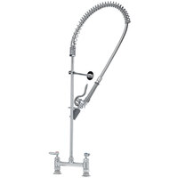 T&S B-0123-BC EasyInstall Deck Mounted 45" High Pre-Rinse Faucet with Adjustable 8" Centers, Low Flow Spray Valve, 44" Hose, and 6" Wall Bracket