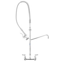 T&S B-0133-063X EasyInstall Wall Mounted Pre-Rinse Faucet with Adjustable 8" Centers, 56" Hose, 14" Add-On Faucet, Vacuum Breaker, and 6" Wall Bracket