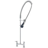T&S B-0123-B08 EasyInstall Deck Mounted 41 3/4" High Pre-Rinse Faucet with Adjustable 8" Centers, Ergonomic Spray Valve, 44" Hose, and 6" Wall Bracket