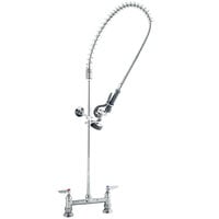 T&S B-0123-B EasyInstall Deck Mounted 42" High Pre-Rinse Faucet with Adjustable 8" Centers, 44" Hose, and 6" Wall Bracket