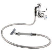 T&S B-0170 Wall Mounted Spray Faucet with 68" Hose, 1.15 GPM Angled Spray Head, Vacuum Breaker, and 4-Arm Handle