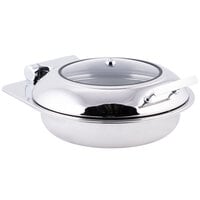 Tablecraft CW40165 4 Qt. Round Stainless Steel Quick View Induction Chafer with Glass Lid