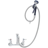 T&S B-0167-02 Wall Mount Spray Unit Assembly with 8 inch Centers, EB-0107-035 Spray Valve, 72 inch Stainless Steel Flex Hose, and Vacuum Breaker