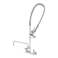 T&S B-0133-ADF12-B EasyInstall Wall Mounted 37 9/16" High Pre-Rinse Faucet with Adjustable 8" Centers, 1.15 GPM Spray Valve, 44" Hose, 12" Add-On Faucet, and 6" Wall Bracket