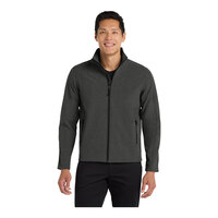 Port Authority J317 Unisex Customizable Black Charcoal Heather Core Soft Shell Jacket - 3X