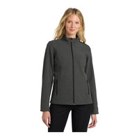 Port Authority L317 Women's Customizable Black Charcoal Heather Core Soft Shell Jacket - Small