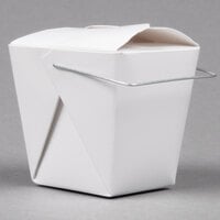 Fold-Pak 08WHWHITEM 8 oz. White Chinese / Asian Paper Take-Out Container with Wire Handle - 1000/Case