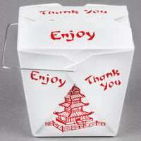 Fold-Pak 26WHPAGODM 26 oz. Pagoda Chinese / Asian Paper Take-Out Container with Wire Handle - 500/Case